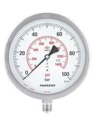 PAKKENS Manometre Alttan Bağlantılı Ø160mm  KL1,6