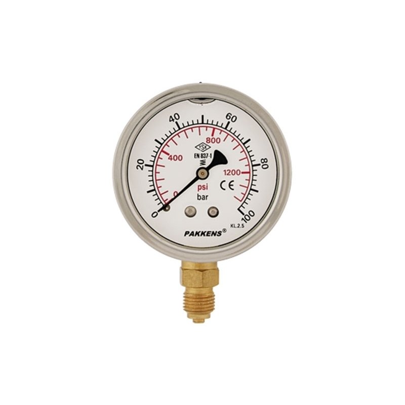 PAKKENS Manometre Ø63mm Sıvı Dolgulu KL2,5