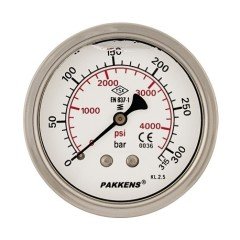 PAKKENS Manometre Ø63mm Sıvı Dolgulu KL2,5