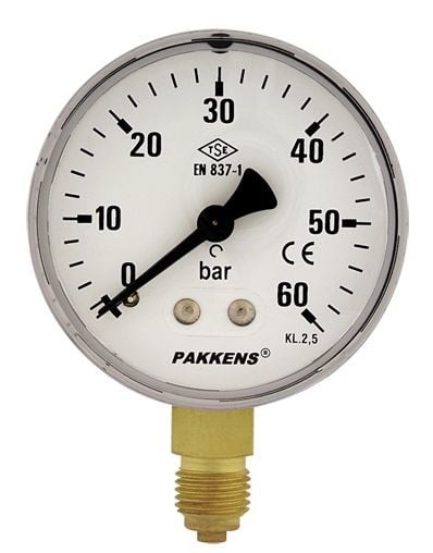 PAKKENS Manometre Ø63mm Kuru Tip KL2,5