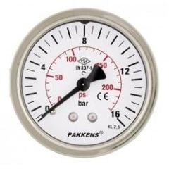 PAKKENS Manometre Ø63mm Kuru Tip KL2,5